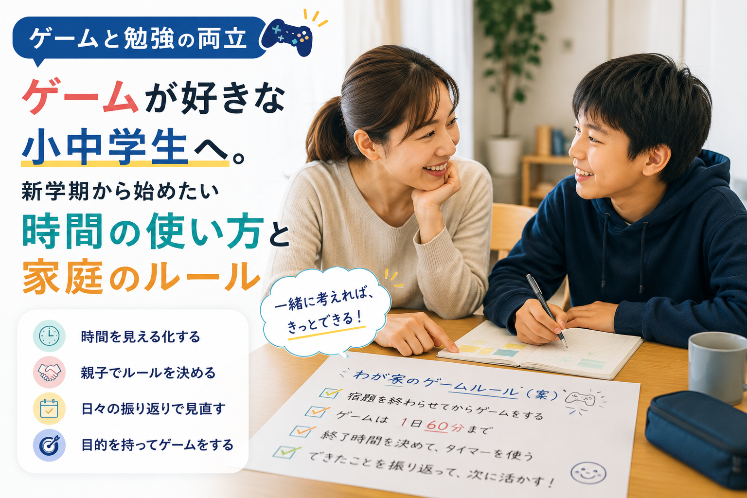 📒新学期から始めたい「時間の使い方」と家庭のルール　～ゲームとの向き合い方～